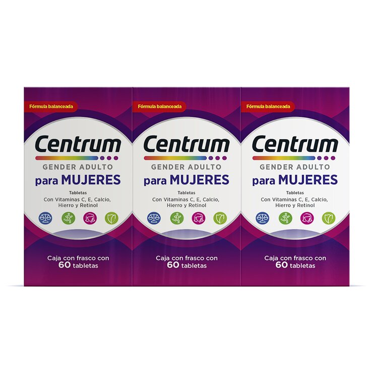 Centrum para Mujeres 3 cajas de 60 tabletas cada uno — Imagen 1 de 3