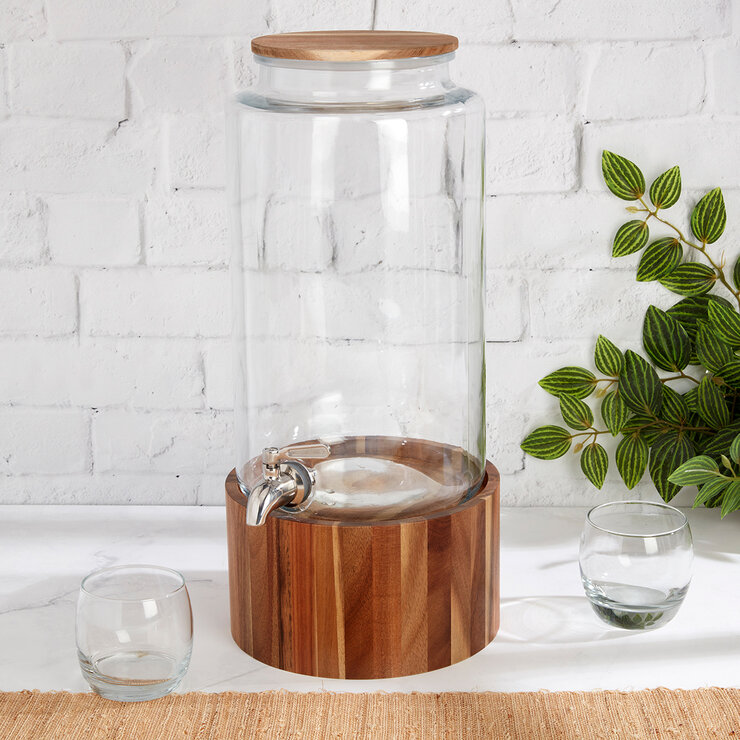 Studio Tu. Dispensador de Vidrio con Base de Madera de Acacia para Bebidas de 8.3L — Imagen 3 de 3