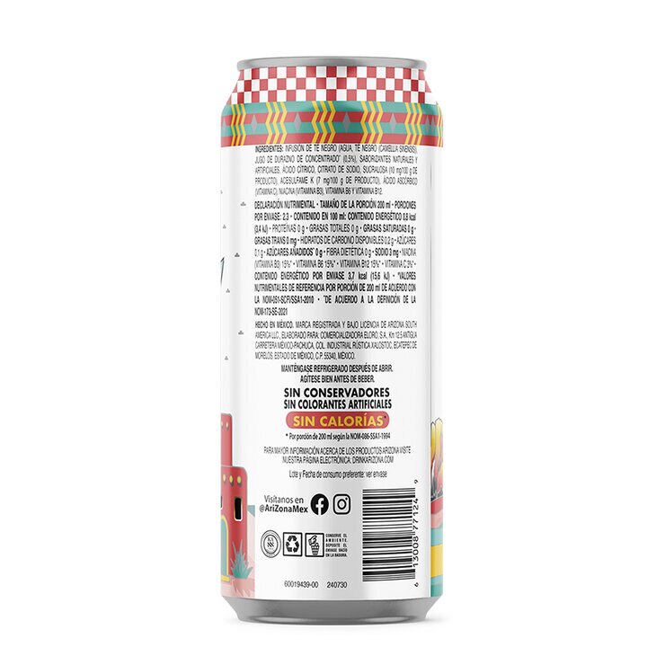 Arizona Zero Té Negro Sabor Durazno 24 latas de 460 ml — Imagen 2 de 4