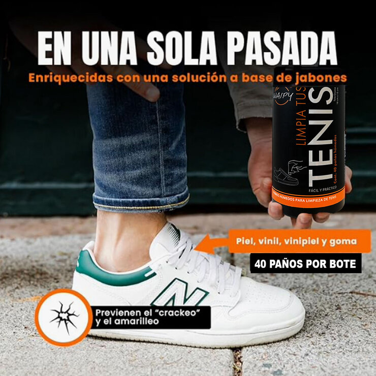 Waipy Paños Húmedos para Limpieza de Tenis 3 pzas con 40 Paños — Imagen 2 de 2
