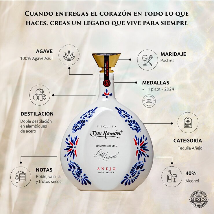 Tequila Don Ramón Cerámica Añejo 750 ml — Imagen 2 de 3