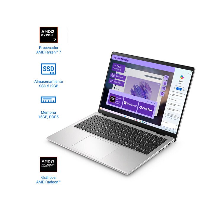 DELL 14 Laptop 14" Full HD+ AMD Ryzen 7 16GB 512GB SSD — Imagen 2 de 4