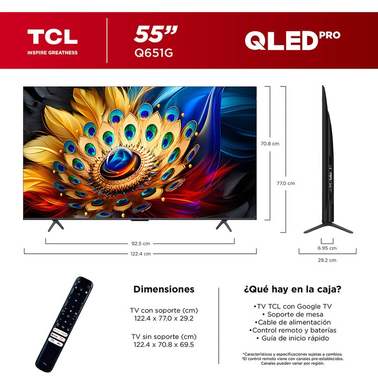 TCL Pantalla 55" QLED 4K Google TV — Imagen 4 de 4