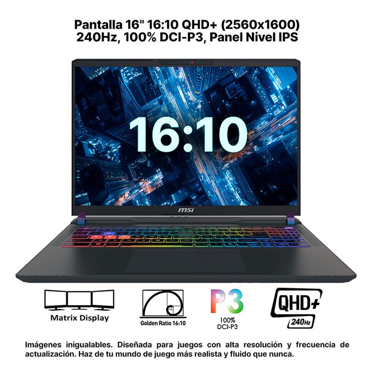 MSI Vector 16 Laptop Gaming 16" QHD+ Intel Core Ultra 9 32GB 1TB SSD — Imagen 4 de 4