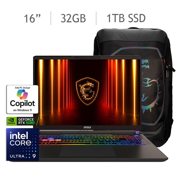 MSI Vector 16 Laptop Gaming 16" QHD+ Intel Core Ultra 9 32GB 1TB SSD — Imagen 1 de 4