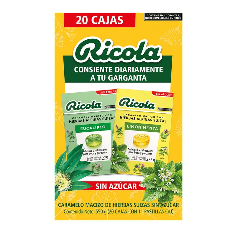Ricola 10 Cajas Sabor Eucalipto y 10 Cajas Sabor Limón Menta — Imagen 1 de 2
