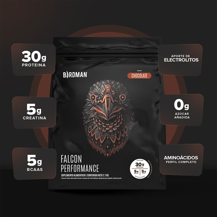Birdman Falcon Performance Proteína Vegetal Sabor Chocolate 2.1 kg — Imagen 4 de 4