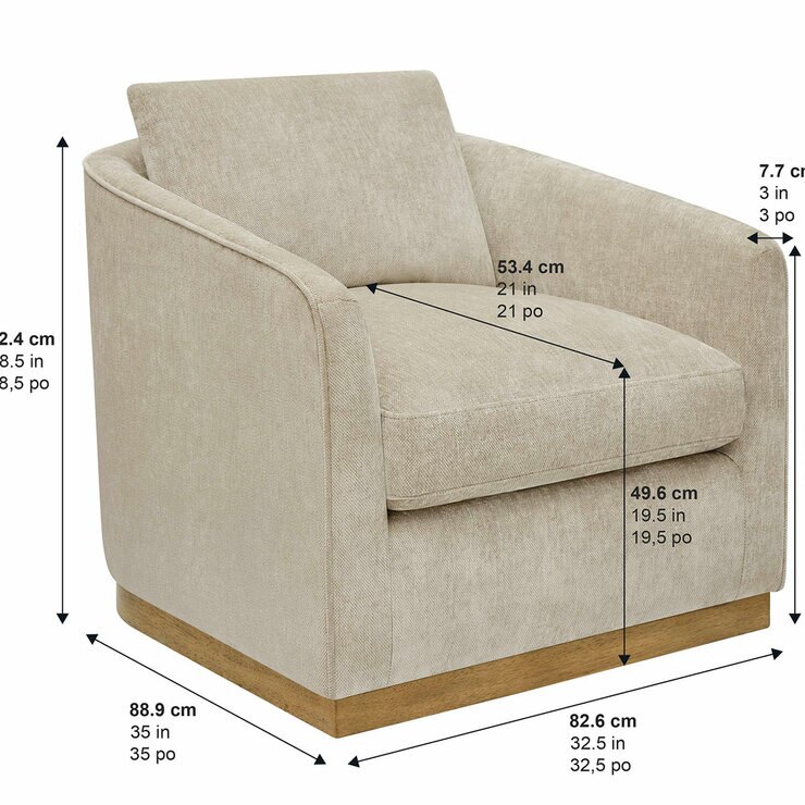 Henredon, Sillón Giratorio de Tela — Imagen 3 de 4