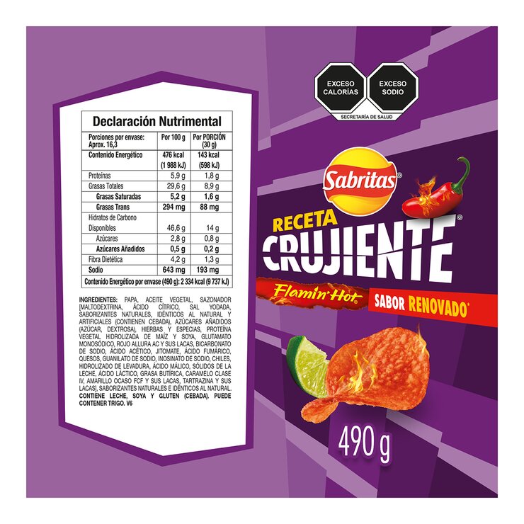 Sabritas Flamin Hot Receta Crujiente 490g — Imagen 2 de 4