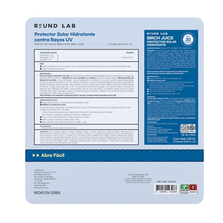 Round Lab Protector Solar Birch Juice 2 pzas — Imagen 4 de 4