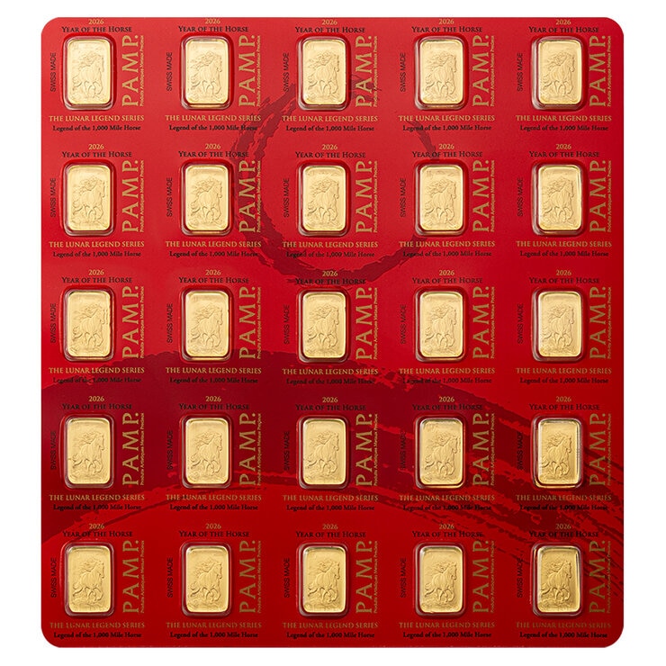 Lingotes de Oro 25 pz de 1g c/u PAMP, Caballo Buena Suerte — Imagen 1 de 4