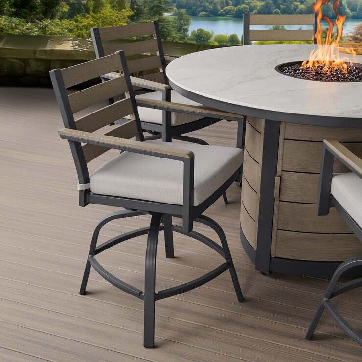 Agio, Nicolet Comedor Alto con Fogatero para Jardín de 7 piezas — Imagen 4 de 4