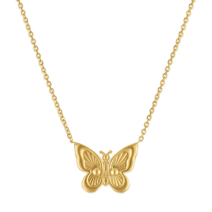 Collar con Dije de Mariposa, Oro Amarillo de 14 k — Imagen 1 de 3