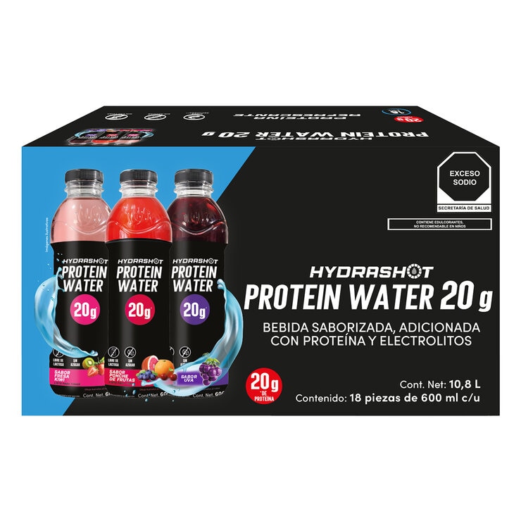Hydrashot bebida de proteína + electrólitos con 20 g de proteína 18 / 600 ml — Imagen 1 de 4