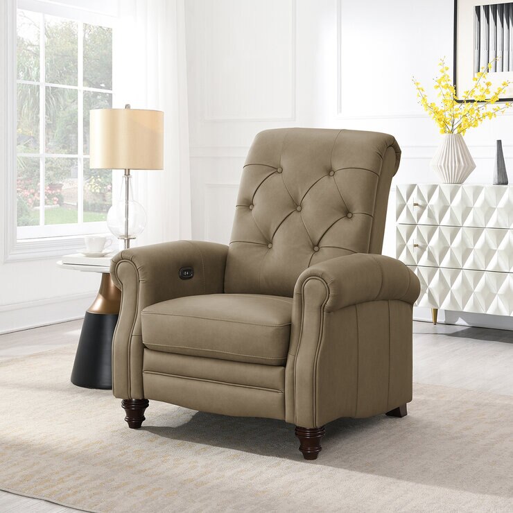 Simon Li Furniture, Sillón Reclinable de Piel con Sistema Eléctrico