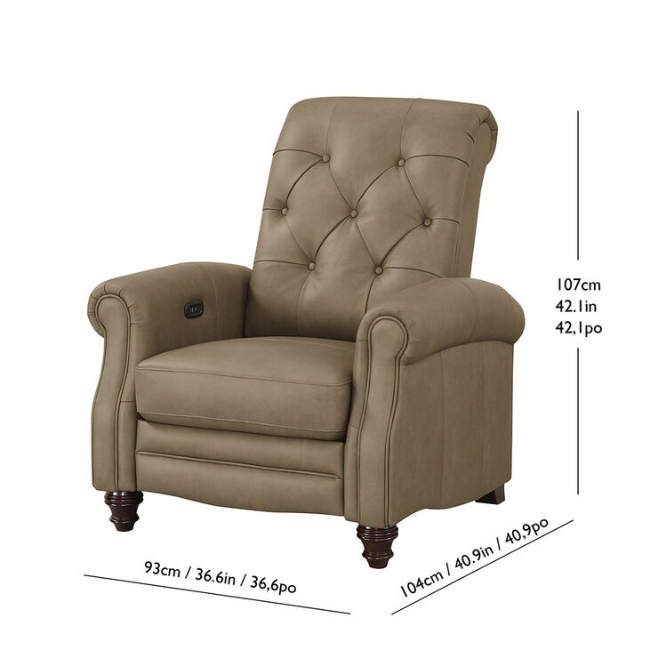 Simon Li Furniture, Sillón Reclinable de Piel con Sistema Eléctrico — Imagen 4 de 4