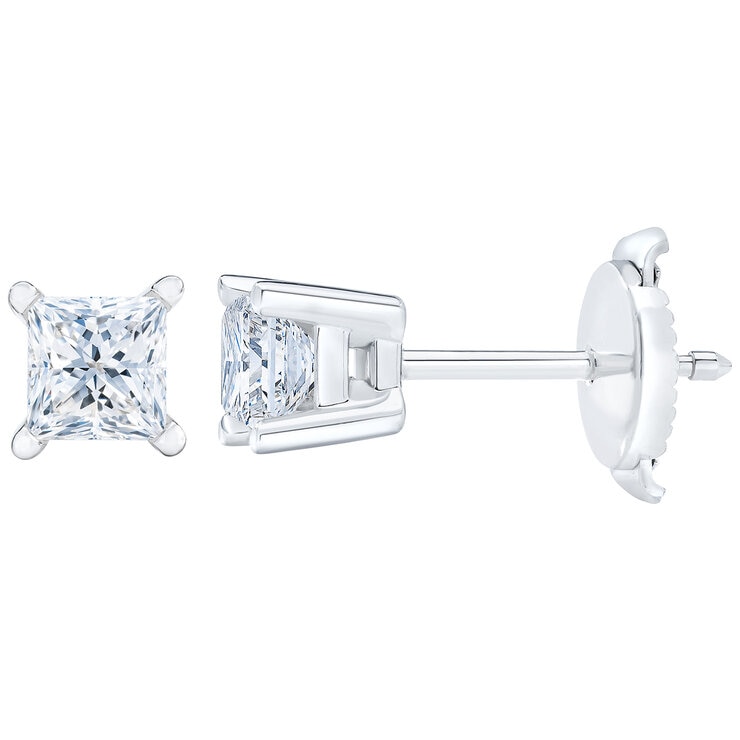 Aretes de Diamantes .73CTW, Oro Blanco 14K — Imagen 2 de 4