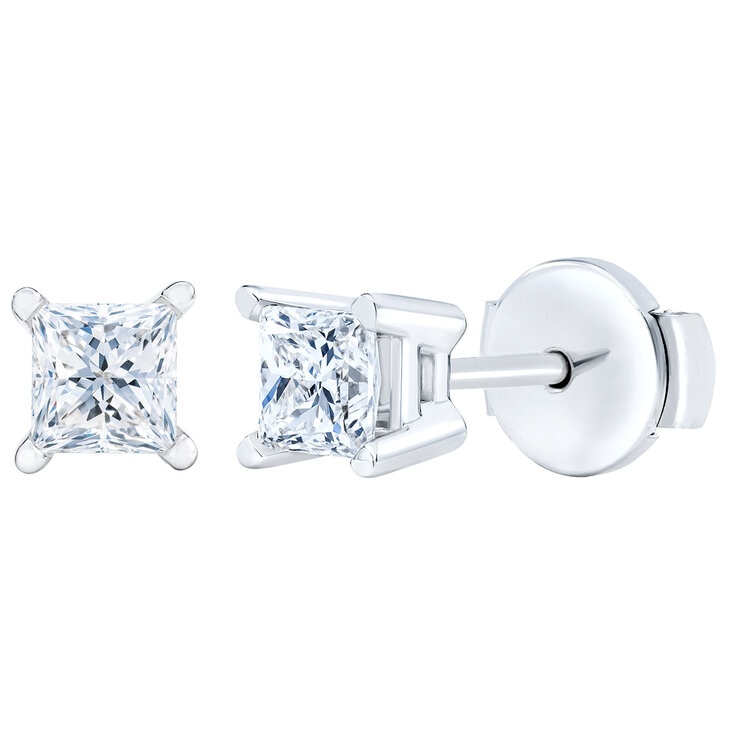 Aretes de Diamantes .73CTW, Oro Blanco 14K — Imagen 4 de 4