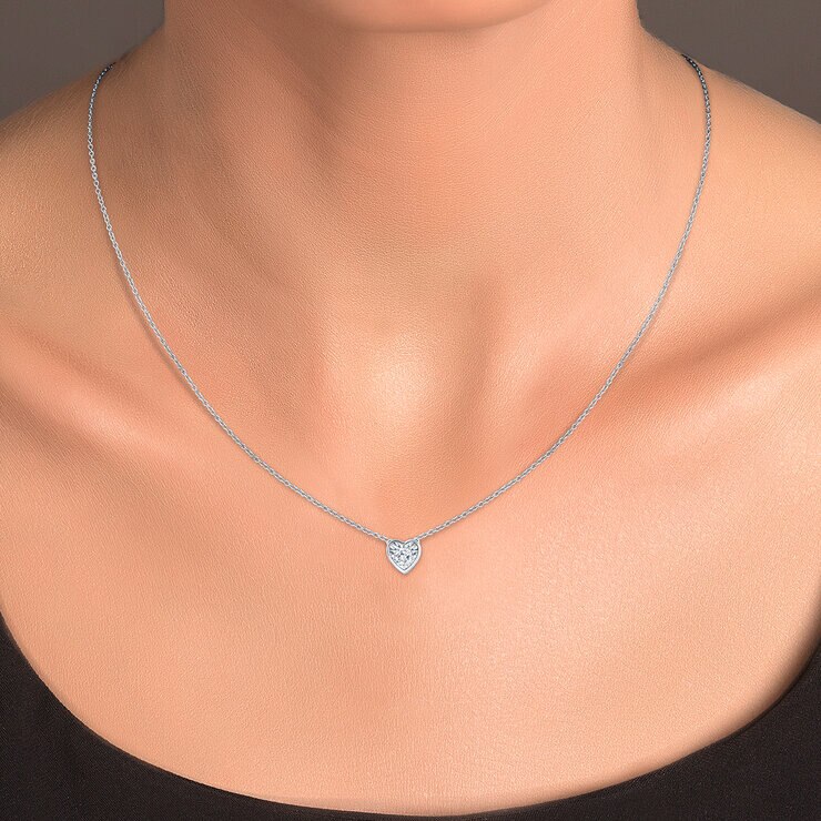 Collar de Diamantes 0.14 CTW, con Dije de Corazón , Oro 14K — Imagen 2 de 4