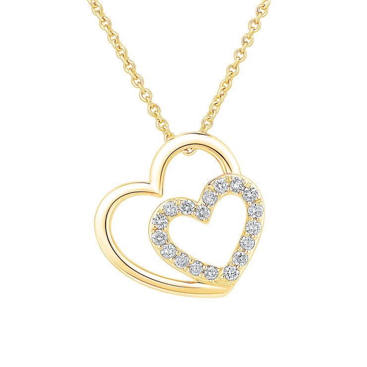 Collar de Diamantes 0.15CTW con Dije de Corazón, Oro 14K — Imagen 3 de 4
