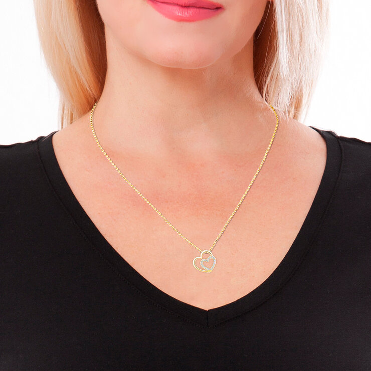 Collar de Diamantes 0.15CTW con Dije de Corazón, Oro 14K — Imagen 4 de 4