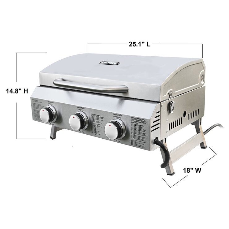 NXR, Parrilla de Acero Inoxidable Portátil de Gas Propano de 3 Quemadores — Imagen 4 de 4