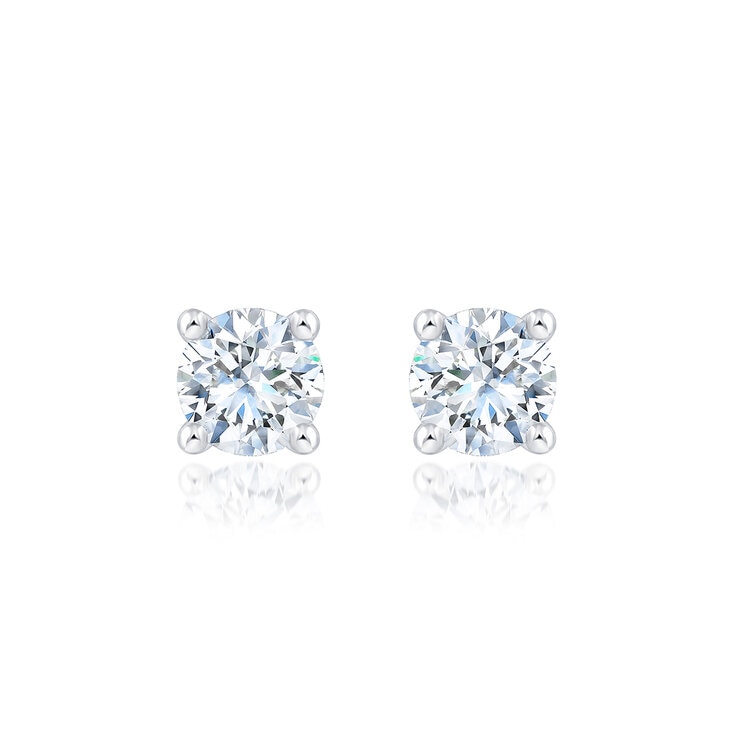 Aretes de Diamante 0.36ctw, Oro Blanco 14K — Imagen 3 de 4
