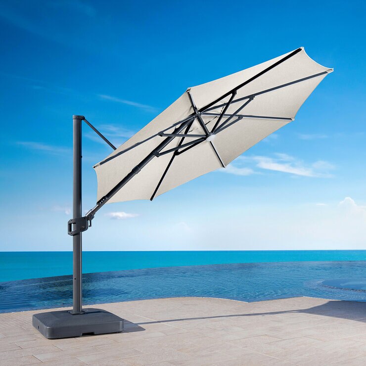 SunVilla, Sombrilla Redonda de 3.5 m con Luz LED, Beige — Imagen 1 de 4