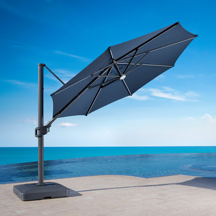 SunVilla, Sombrilla Redonda de 3.5m con Luz LED, Azul — Imagen 2 de 4