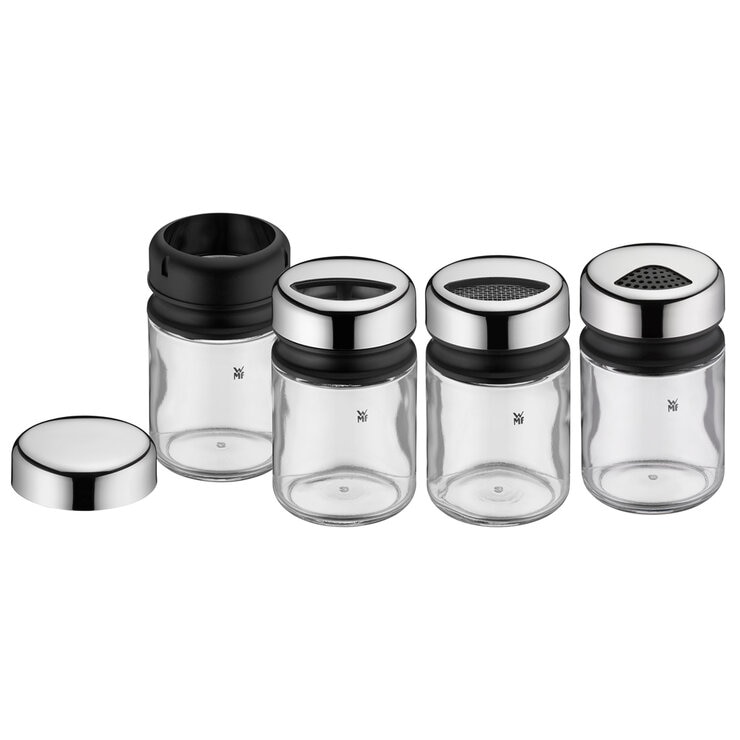 WMF Set de 4 Especieros de Vidrio con Tapa de Acero Inoxidable — Imagen 3 de 3