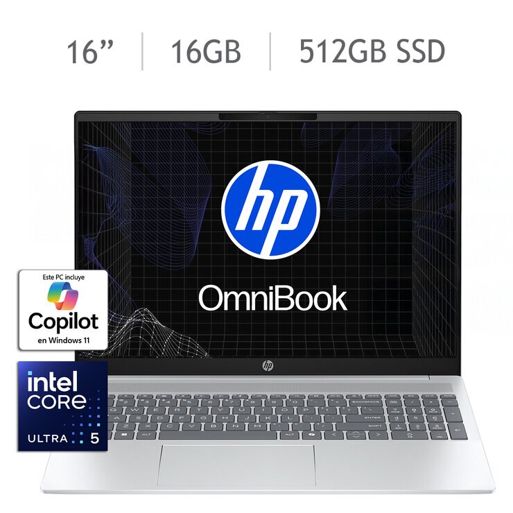 HP 16-af1053la Omnibook 5 AI Laptop 16" 2K OLED Intel Core Ultra 5-225U 16GB 512GB SSD — Imagen 1 de 4