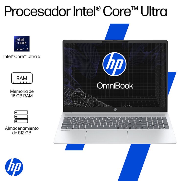 HP 16-af1053la Omnibook 5 AI Laptop 16" 2K OLED Intel Core Ultra 5-225U 16GB 512GB SSD — Imagen 2 de 4