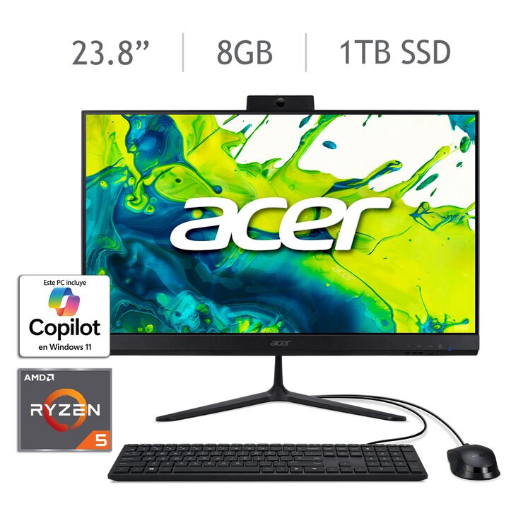 Acer Aspire C24 All In One Desktop 23.8" Full HD AMD Ryzen 5 8GB 1TB SSD — Imagen 1 de 4