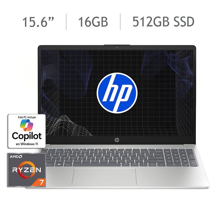 HP 15-fc0288la Laptop 15.6" Full HD AMD Ryzen 7 16GB 512GB + 12 Meses M365 Personal