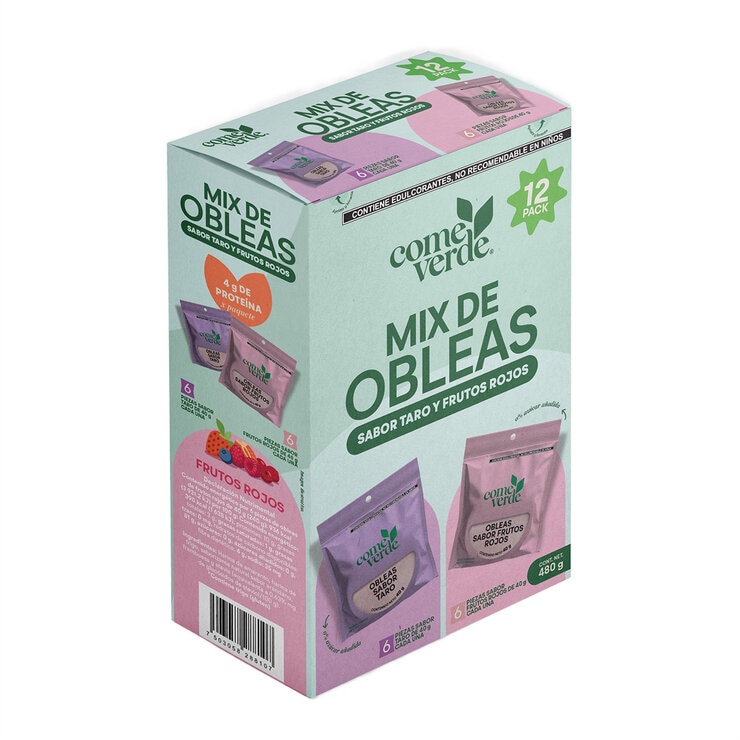 Come Verde Mix de Obleas Sabor Taro y Frutos Rojos 12/40 g — Imagen 1 de 2