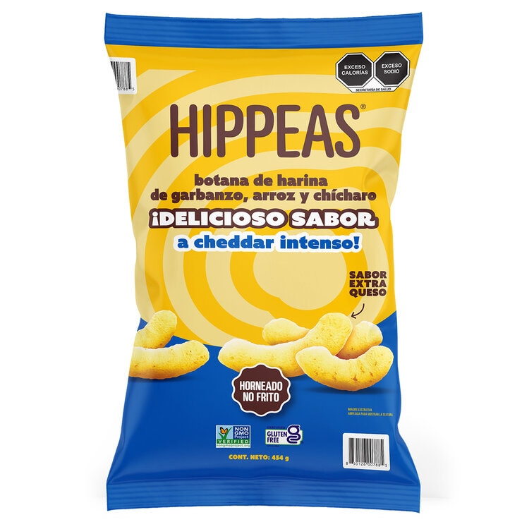 Hippeas Botana de Garbanzo Arroz y Chicharo Sabor Queso Cheddar Intenso 454 g — Imagen 1 de 2
