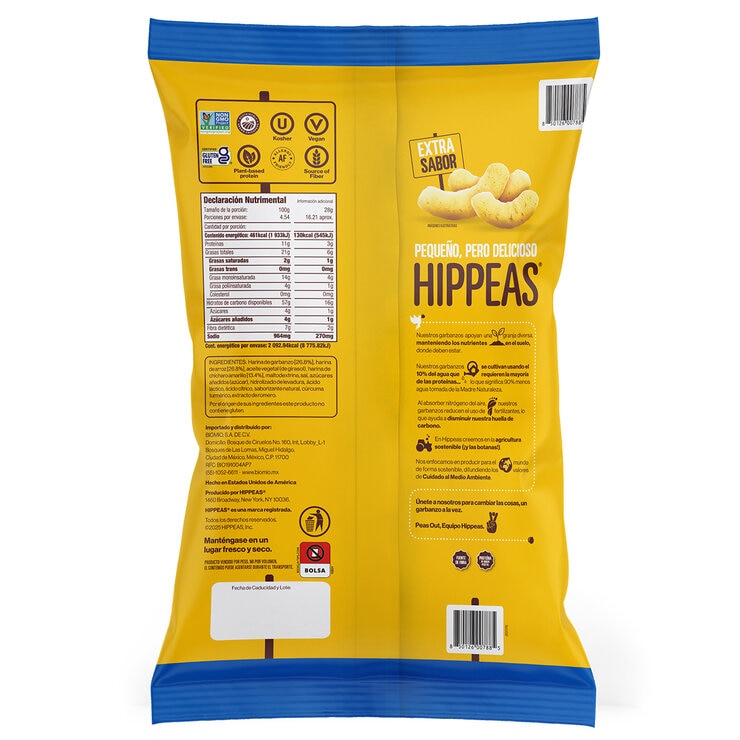 Hippeas Botana de Garbanzo Arroz y Chicharo Sabor Queso Cheddar Intenso 454 g — Imagen 2 de 2