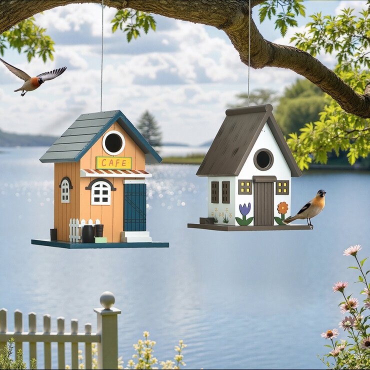 Stylecraft, Paquete de 2 Casitas para Ave de Madera — Imagen 1 de 4