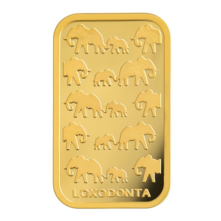 Lingote de Oro 1 oz RAND Elefantes Africanos — Imagen 2 de 4