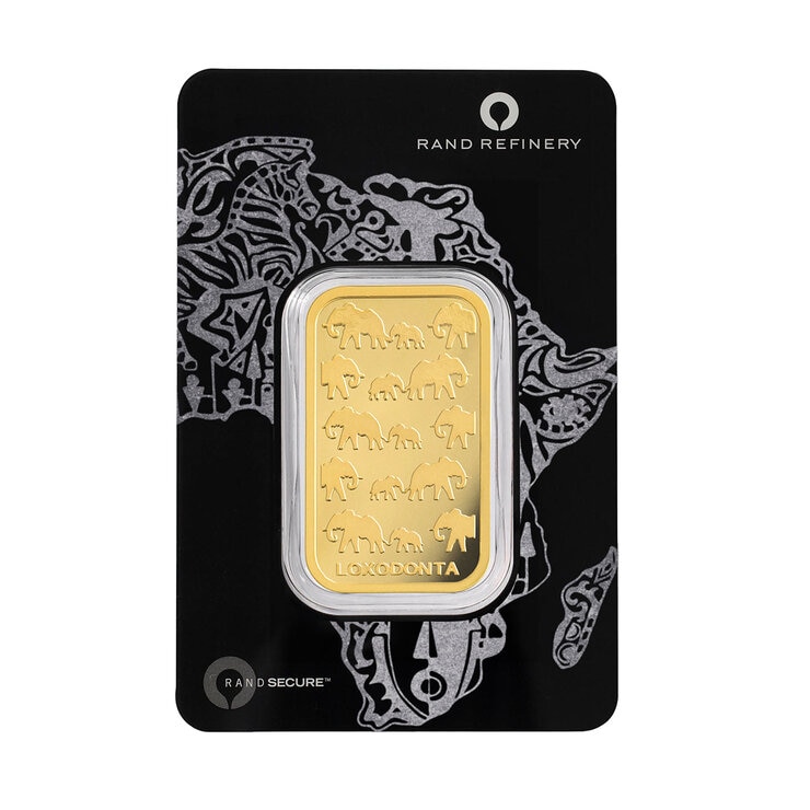 Lingote de Oro 1 oz RAND Elefantes Africanos