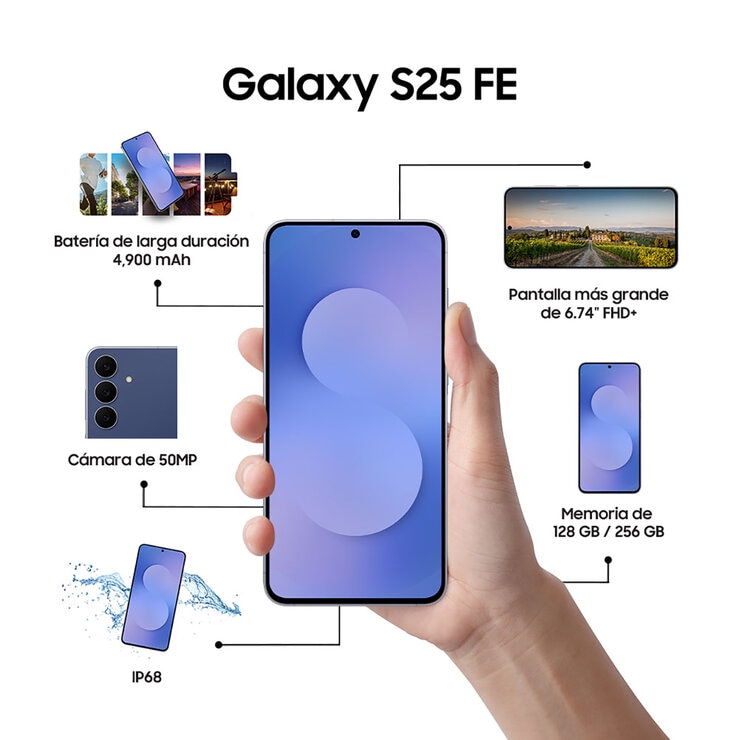 Samsung Galaxy S25 FE 128GB Azul Marino — Imagen 3 de 4