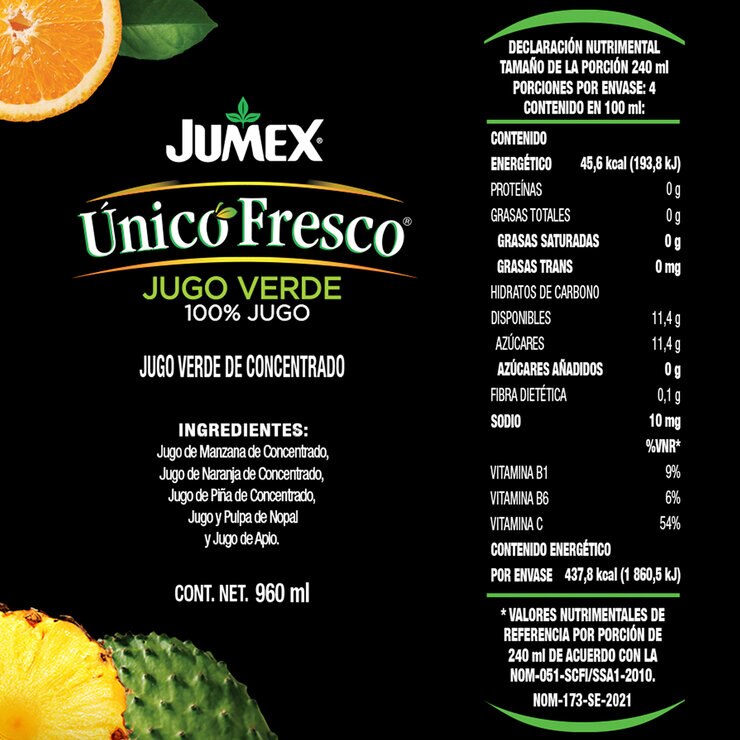 Jumex Unico Fresco Jugo Verde 4/960 ml — Imagen 2 de 4