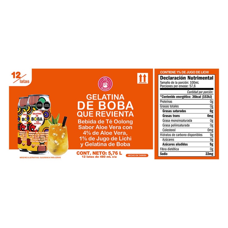 O's Bubble Bebida de Té Oolong 12 pzas de 480 ml — Imagen 2 de 3