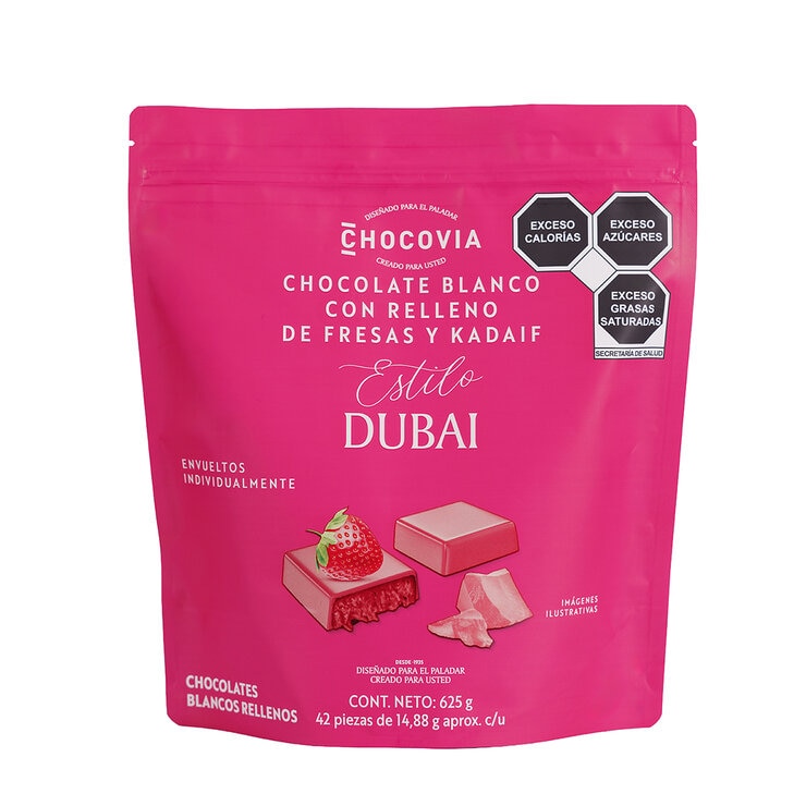 Chocovia Chocolate blanco Estilo Dubai con Fresa