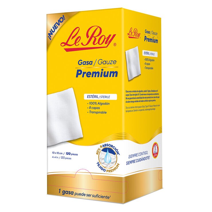 Le Roy Gasa Estéril Premium 120 Piezas — Imagen 2 de 2