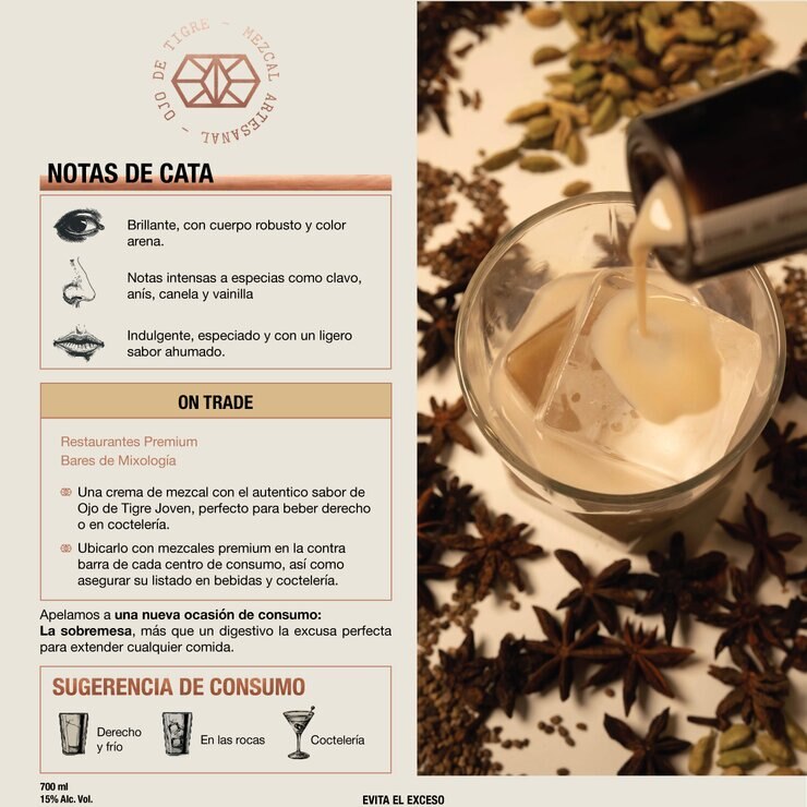 Ojo de Tigre Crema de Mezcal 700 ml — Imagen 2 de 2