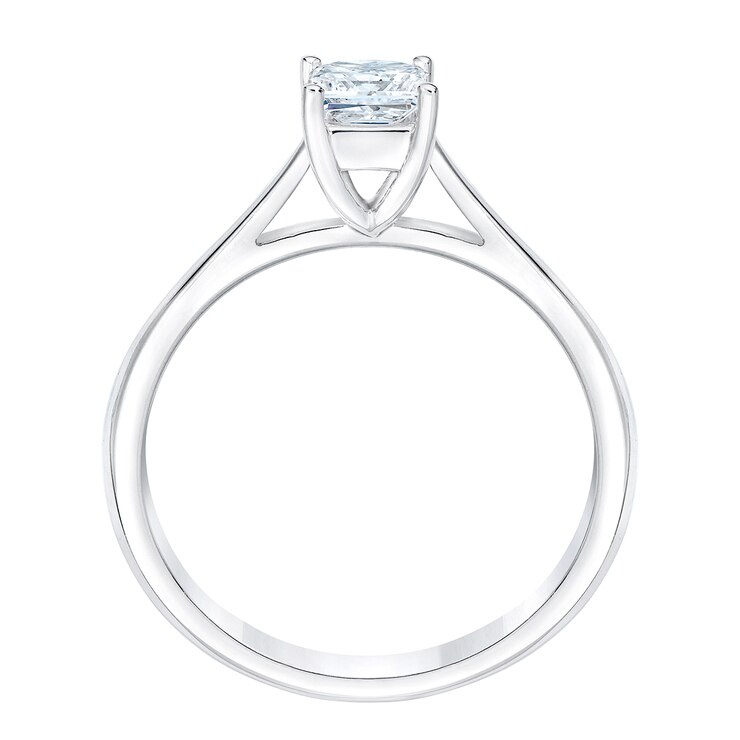 Anillo, 0.50ct Diamante Solitario, Corte Princesa, Oro Blanco 14kt — Imagen 3 de 3