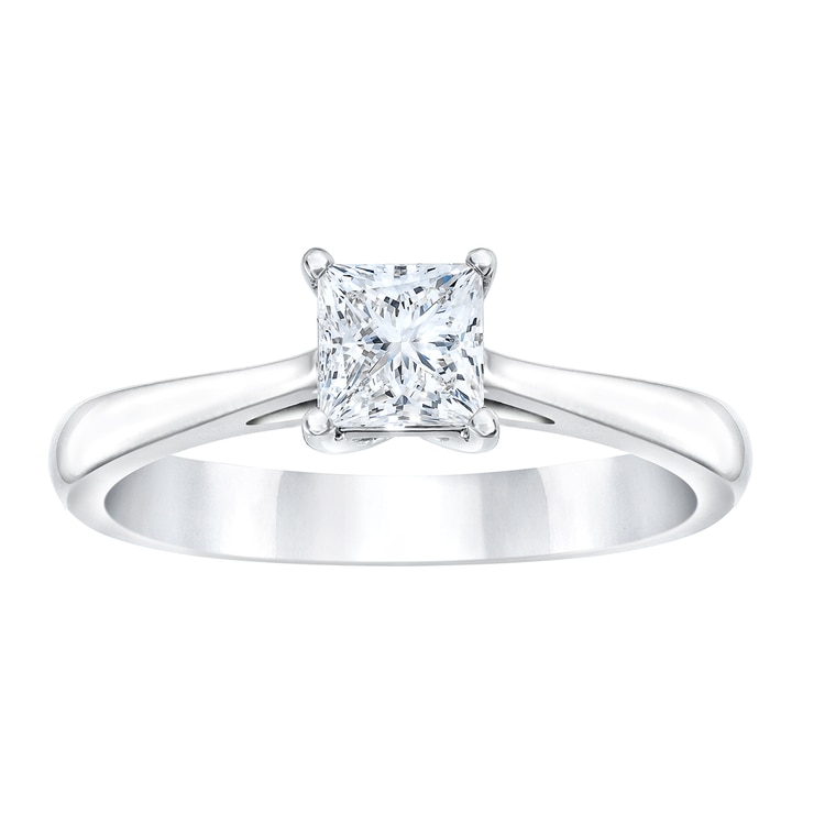 Anillo, 0.50ct Diamante Solitario, Corte Princesa, Oro Blanco 14kt — Imagen 1 de 3