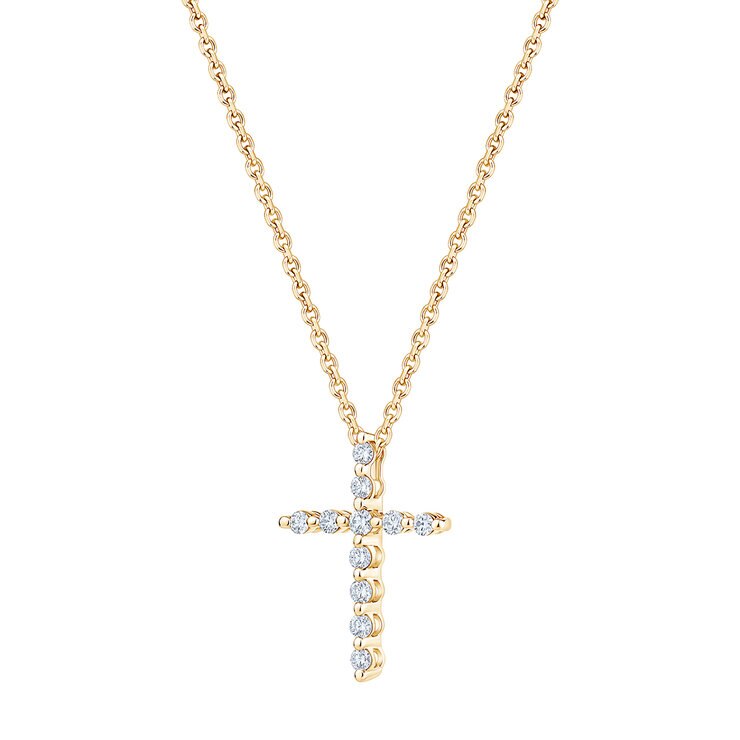Dije de Cruz de Diamantes, Oro Amarillo 14K — Imagen 3 de 4