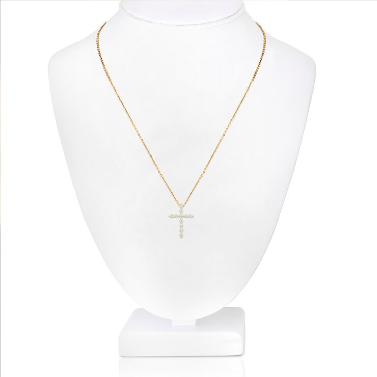 Dije de Cruz de Diamantes, Oro Amarillo 14K — Imagen 4 de 4